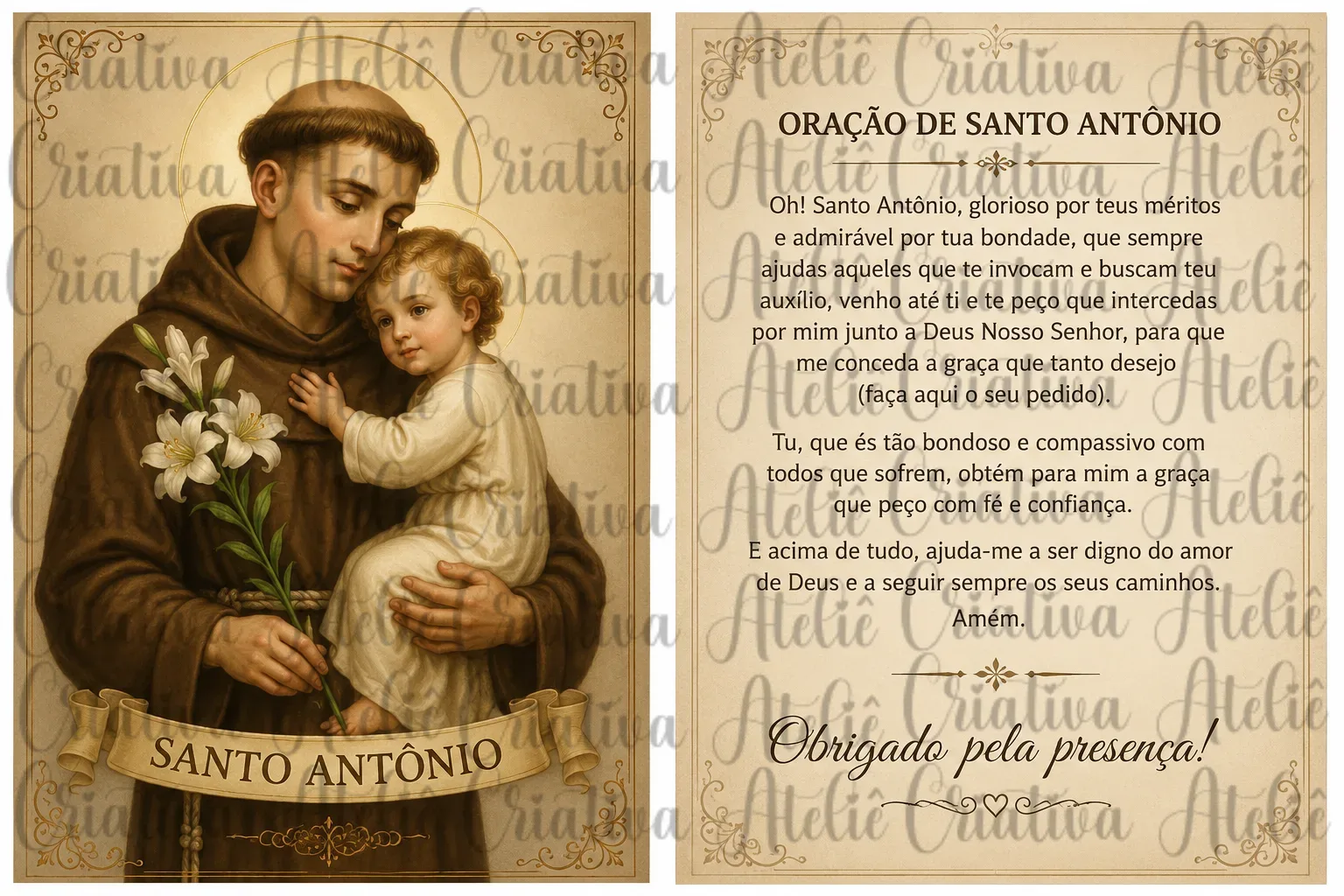 ARTE DE SANTO ANTÔNIO +ORAÇÃO